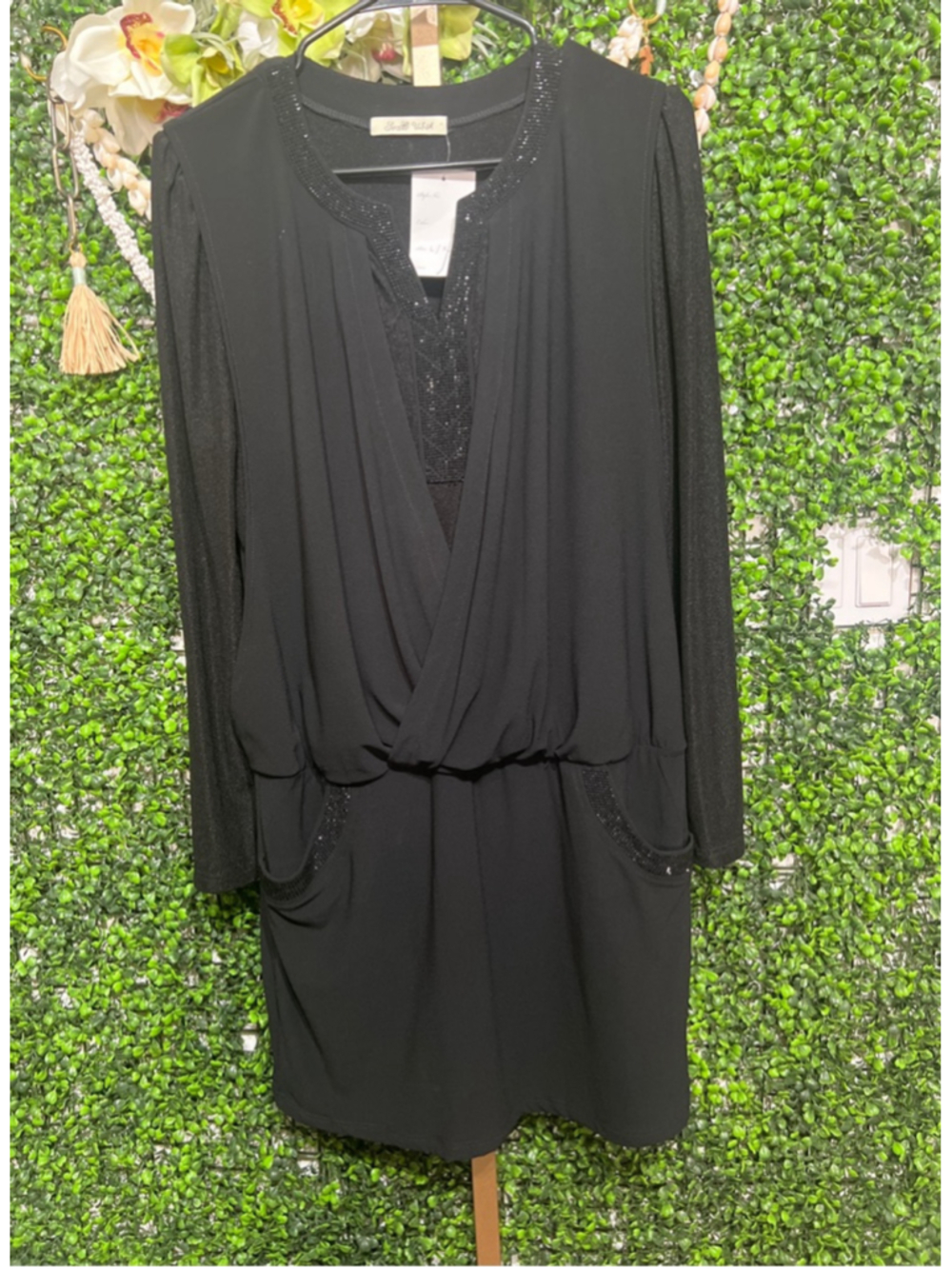 Women's SoHo USA Black Long Sleeve Dress with Embellishments Mini size Large/XL